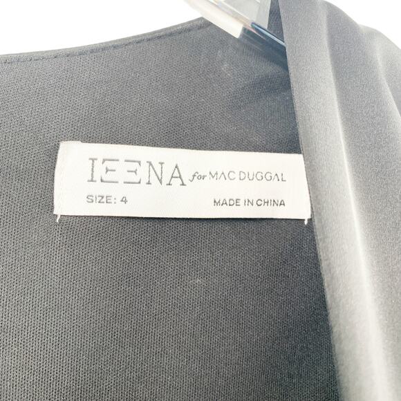 MAC DUGGAL Dress Size 4 Evening Gown NEW Black Flounce Sleeve Dress Satin V Neck - Picture 4 of 6